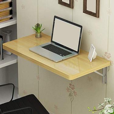 Imagem de Mesa de parede flutuante dobrável com folhas, laptop, espaço pequeno, mesa pendurada para escritório, casa, cozinha
