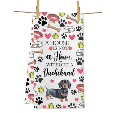 Imagem de PXTIDY Dachshund Toalha de cozinha para cães Doodle Mama Dog Lover Gifts Toalha de chá Dachshund Presentes de dono (branco)