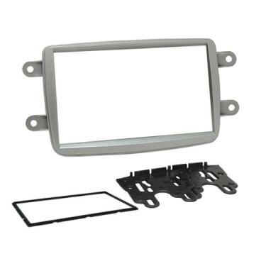 Imagem de Moldura 2 Din Renault Kwid, Captur, Duster, Sandero, Logan - Prata - F