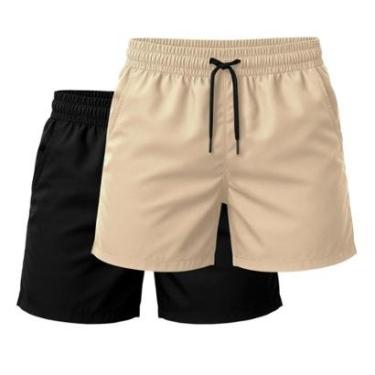 Imagem de Kit 2 Short Tactel Bermuda Leve Moda Praia Liso Masculina-Masculino