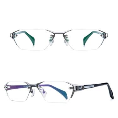 Imagem de VFDHN Armação de óculos de titânio sem aro para homens, óculos de grau sem armação ultraleve (cinza C2)