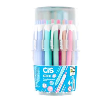 Imagem de CIS Caneta Click RT Retrátil – Pote com 50 unidades – Corpo Metalizado Texturizado, Grip Ergonômico – Ponta 0.7mm