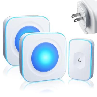 Imagem de Campainha sem fio 365 m à prova d'água com luz LED flash 36 melodias 4 níveis de volume (2 receptores e 1 botão de toque, branco JSIEEM)