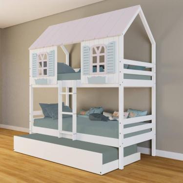 Imagem de Treliche Casinha Bela - Madeira Maciça Branco/Rosa/Verde | Housin