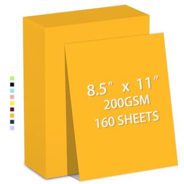 Imagem de 160 folhas de papel-cartolina 21 x 28 cm, peso premium, 200 g/m², laranja, cartão, impressão, artesanato, convites | Papel de cartolina para impressora lisa | Papel de construção a granel para uso