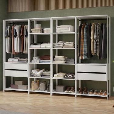 Imagem de Guarda-roupa Closet Modulado 4 Gavetas 258 Cm Valencia Madesa 02 Branc