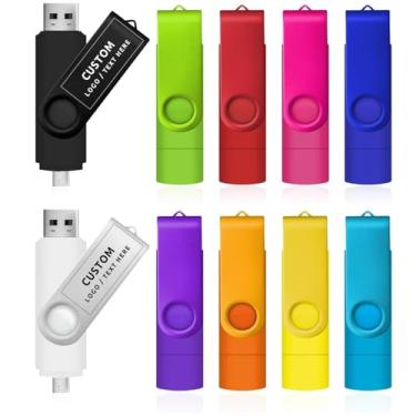 Imagem de Pen drive USB C personalizado, giratório 2 em 1, OTG tipo C/USB, pen drive portátil, armazenamento externo de data para iPhone, Android, tablet, laptop, PC (100 peças, 512 MB)