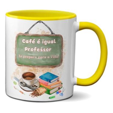 Imagem de Caneca Café É Igual Professor Te Prepara Para A Vida! (Amarela)