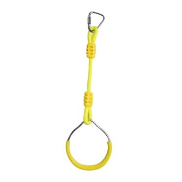 Imagem de KiBcsLic Equipamento de ginástica com argola, exercício de macaco, pista de obstáculos para escalada, playground interno, quintal, treino ao ar livre, Amarelo