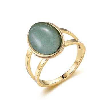 Imagem de LadayPoa Anel ocidental turquesa para mulheres. Anéis de declaração banhados a ouro 18 k com pedra azul. Joias retrô boho chique. Anel de declaração elegante para estilo clássico, Metal, Turquesa