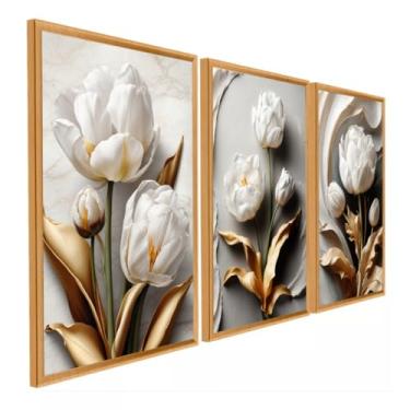 Imagem de Kit de Quadros Decorativos para Sala e Quarto - Quadros/Posters Decoração de Ambientes - Conjunto Luxuoso 3 Peças(01,50x30)