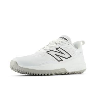 Imagem de New Balance Tênis de softbol feminino Fresh Foam Velo V4 Turf-Trainer, Branco/preto, 10.5 Wide