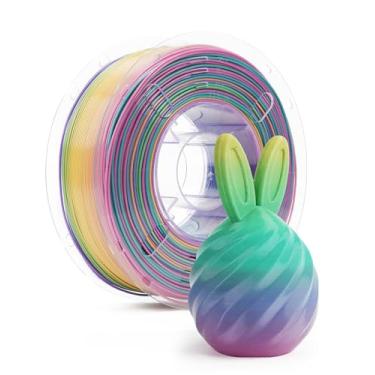 Imagem de FilaBees Filamento TPU 1,75 mm arco-íris doce, 95A filamento macio para impressora 3D, alta dureza e resiliência, material adesivo macio, elástico, filamento arco-íris flexível que muda de cor 1 kg