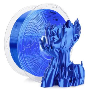 Imagem de Filamento de impressora 3D AMOLEN Silk PLA 1,75 mm 1 kg azul safira