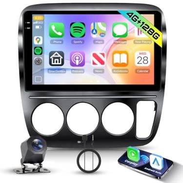 Imagem de Hodozzy Rádio 4G + 128G para Honda CRV 1997-2001 com Carplay sem fio Android Auto, tela sensível ao toque embutida de 23 cm, estéreo automotivo duplo Din com navegação GPS, Bluetooth, DSP, WiFi, FM