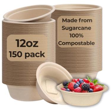 Imagem de Taças de sopa descartáveis Moose Medoz 150 PCS 350 mL de bagaço