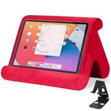 Imagem de Suporte universal multiângulo para tablet - suporte macio com suporte de telefone preto para colo, joelho, sofá e cama, compatível com iPad Pro 9.7, 10.5, 12.9 Air Mini 4 3, Kindle, Galaxy Tab