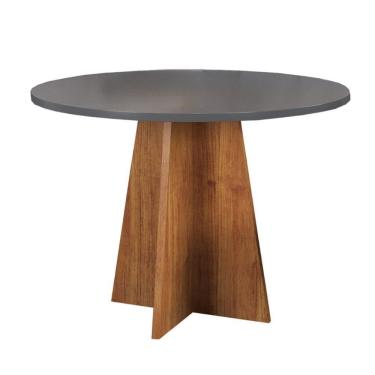 Imagem de Mesa de Jantar 4 Lugares Redondo Tampo de Mdf Chilli Mel/Cinza