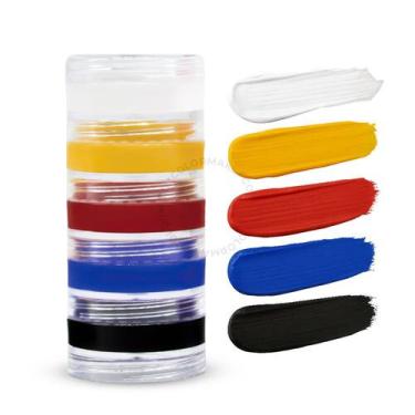 Imagem de Tinta Facial Maquiagem Artística Cremosa com 5 Cores Amarelo Vermelho 