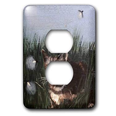 Imagem de 3dRose lsp_44352_6 Kitten Hiding In Grass Staring Straight Up at Lightning Bugs Outlet Cover