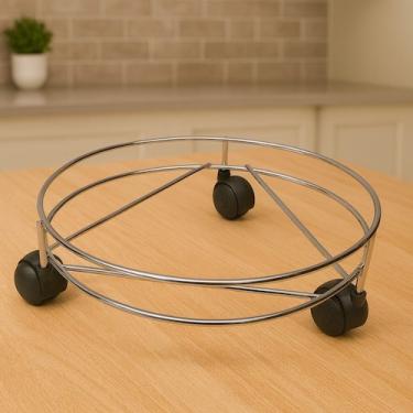 Imagem de Suporte Para Botijão De Gás P13 Cromado Com Rodízios Ravinox