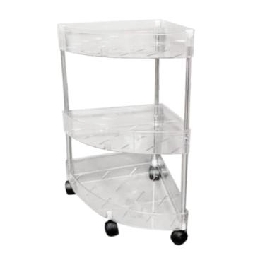 Imagem de predolo Suporte de canto para chuveiro, carrinho de pé, guarda-corpos elevados, prateleira de pé para banheiro, carrinho de armazenamento com rodinhas para, 3 Camadas