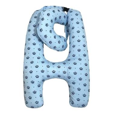 Imagem de Almofada em Forma H Adulto e Infantil Com Apoio para Pescoço de Dormir Para Viagens Descanso(Coroa azul)