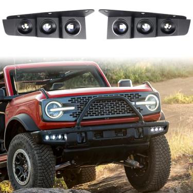 Imagem de KAKABAS Conjunto de farol de neblina de LED compatível com Ford Bronco 2021 2022 2023 2/4 portas dianteiras inferiores faróis de neblina com DRL, luz branca, 1 par