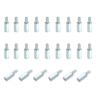 Imagem de PATIKIL 48 peças M3 x 10 mm + 6 mm macho fêmea hexagonal, espaçador de placa-mãe PCB de ferro zincado para gabinetes de computador, placas de circuito FPV drone quadricóptero, prata