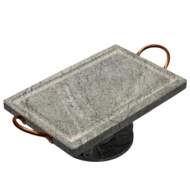Imagem de Grelhas de Teppanyaki Grelha Para Carne Churrasco 30 Cm Pedra Sabão Com Rechaud Fogareiro(Retangular)