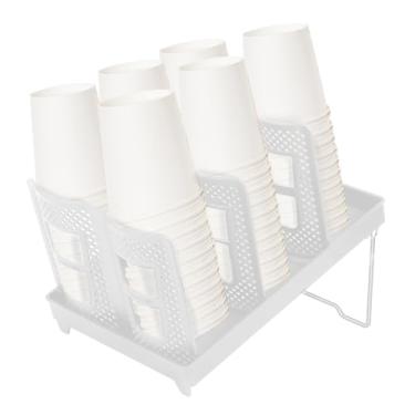 Imagem de ZJRDYYK Organizador de copo de café, dispensador descartável de copos e tampas, organizador de armazenamento de xícaras de café para estação de café, bar, bancada, sala de descanso (branco)