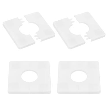 Imagem de PATIKIL Flange de parede 86 mm / 3,4" OD, 4 peças capa de placa de escudo quadrado PPR placas de cobertura de encanamento com fita autoadesiva para torneira de tubo de água de 33 mm / 1,3" de diâmetro