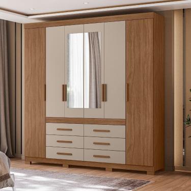 Imagem de Guarda Roupa Casal com Espelho 6 Portas 6 Gavetas e Pes Franca Moval