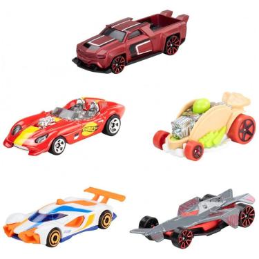Imagem de Carrinhos de Brinquedo Hot Wheels, Conjunto com 5 Carros em Escala 1:64 Apresentados na Série Animada Infantil da Netflix Lets Race
