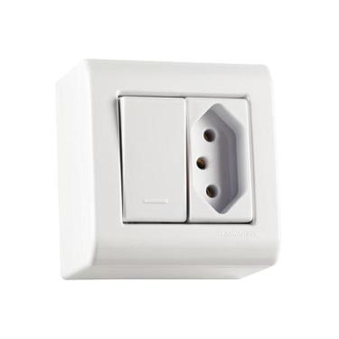 Imagem de Interruptor + tomada 2p+T 20a Sobrepor Tramontina Lizflex