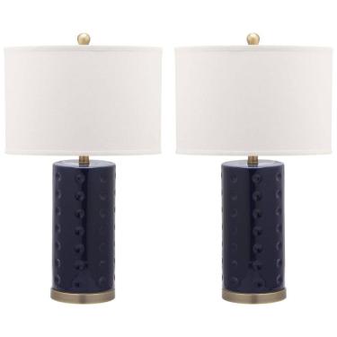 Imagem de Abajur Luminária de Mesa em Cerâmica, Estilo Moderno com 66 cm de Altura para Quarto, Sala de Estar e Escritório, 2 Un, 110V 100W, Safavieh