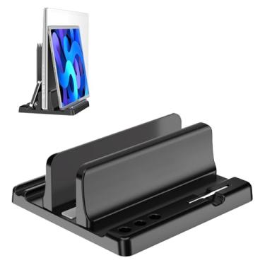 Imagem de Ahonnpely Suporte vertical para laptop – base de notebook de gerenciamento de mesa de plástico ABS ajustável, economiza espaço, 3 em 1, compatível com todos os MacBook Pro Air, Mac, HP, Dell