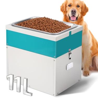 Imagem de PKNYBZH Dispensador automático de água de 11L para cães grandes, tigela de aço inoxidável e recipiente de armazenamento de comida para cães (11L)
