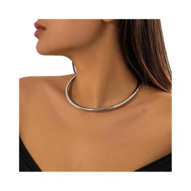 Imagem de Colar Gargantilha Dourado - Corrente de Metal para Mulheres, Cor prata