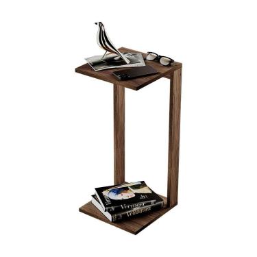 Imagem de Mesa De Cabeceira Pequena 30x30x65cm Nogal Quarto Sala