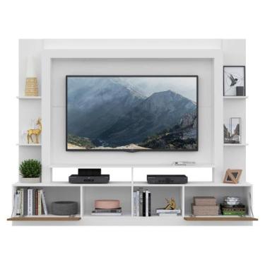 Imagem de Rack Estante Painel Suporte 65 Branco/Madeirado - MULTIMOVEIS