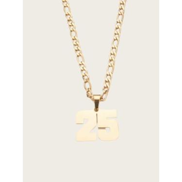 Imagem de Colar masculino de aço inoxidável com pingente de número de atleta unissex, One size, Aço inoxidável, Sem Pedra Preciosa