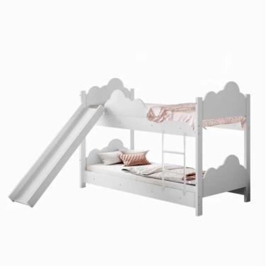 Imagem de Beliche Ayla Branco Com Escorregador E Colchões