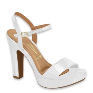 Imagem de Sandália Feminina Meia Pata Salto Grosso Vizzano 6292200, Branco verni