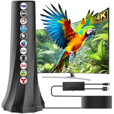 Imagem de Antena de TV 2025, antenas para Smart TV com amplificador de sinal de amplificador, antena HDTV para canais locais mais de 1000 quilômetros de alcance, antena digital HD suporta 4K 8K 1080p todas as