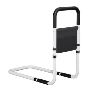 Imagem de Alça de suporte de trilho de cama ajustável com bolsa de armazenamento, branca e preta, proteção de segurança de assistência de altura, trilhos de assistência de cama ajustáveis para idosos e