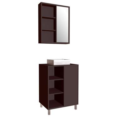 Imagem de Gabinete 60 Cm Espelheira E Cuba Branca Cj7250 Grafite Faem Grafite