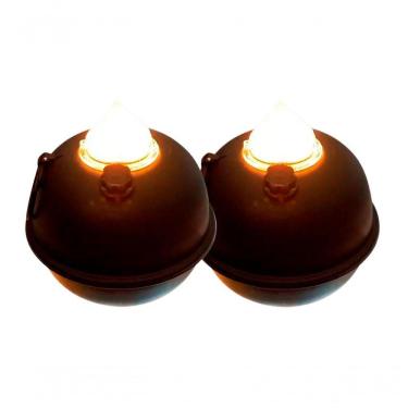 Imagem de Kit 2 Luminária De Mesa Decorativa Bujãozinho De Metal A Pilha Com Led Amarelo Dimerizável E Alça