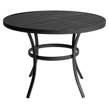 Imagem de Mesa Para área Externa Ripada Redonda De Alumínio Pintado Preto