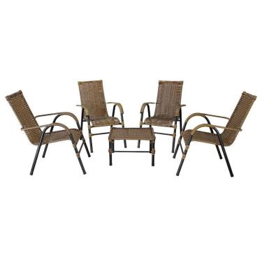 Imagem de Conjunto De Mesa De Centro E 4 Cadeiras Bela Para área Externa Pequi